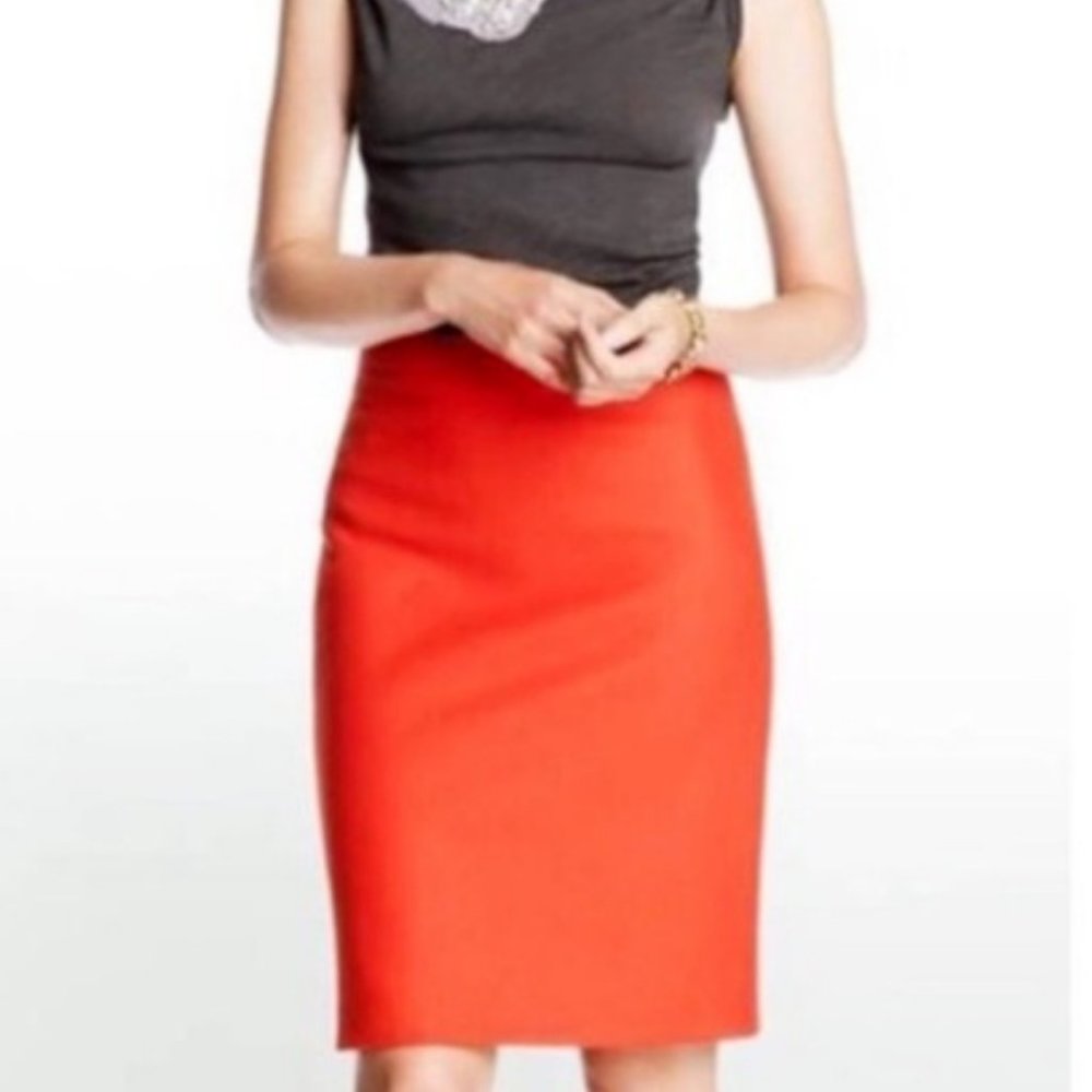 J.Crew red orange knee length pencil skirt